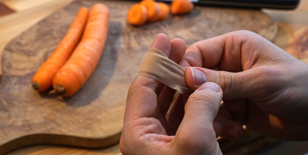 what to do for cooking cuts? one step is to bandage the cut as to protect it from bacteria. 